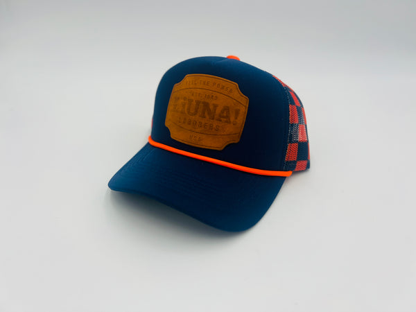 Liuna Checkered Rope Hat - Navy