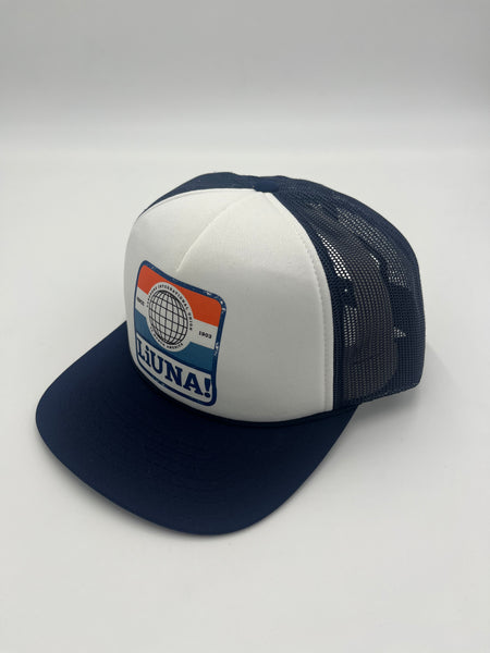 Liuna Globe Hat- White and Navy
