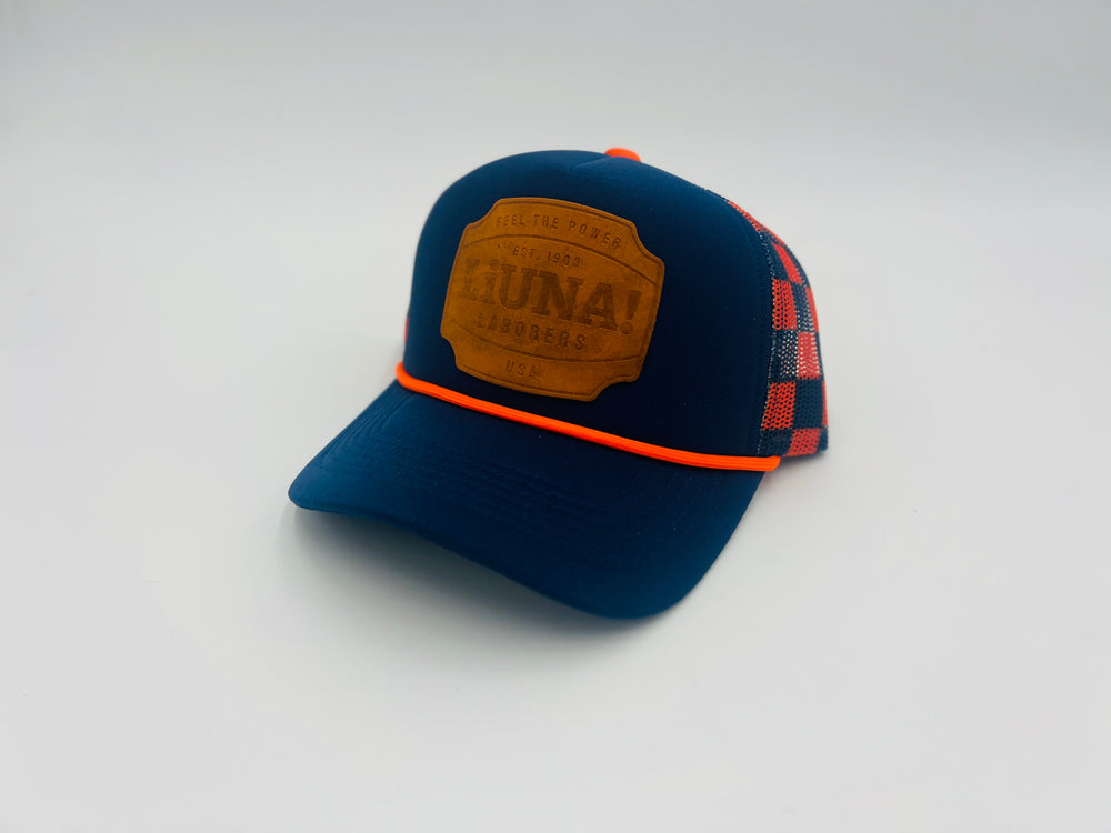 Liuna Checkered Rope Hat - Navy