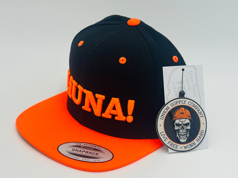 Liuna Flat Bill Hat - Black & Orange